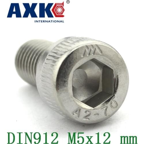 Free Shipping 50pcs/lot Metric Thread Din912 M5x12 Mm 304 Stainless Steel Hex Socket Head Cap Screw Bolts M5*12 Mm