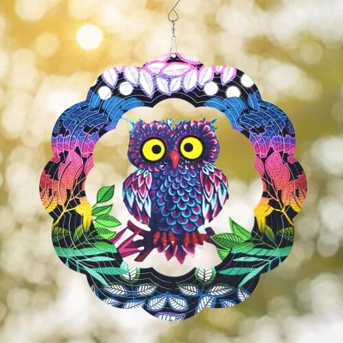 Owl Style Silent Stereo Rotating Wind Chime Spinner Rotating Metal Wind Chime Door Room Garden Decor Child Gifts Wedding Decor