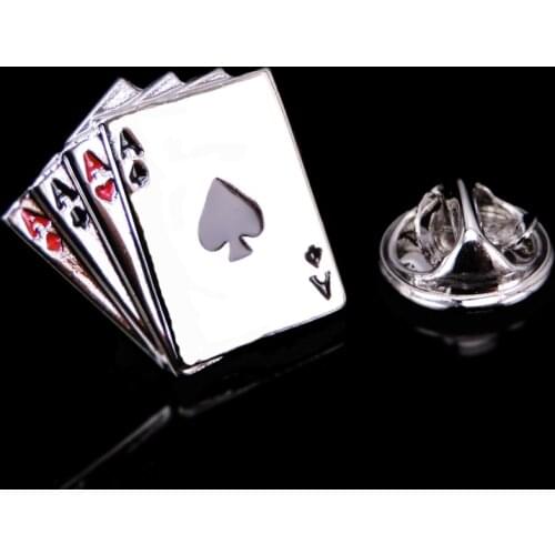 Silver 4A playing card Brooch New Fashion Jewelry Pin mens and womens shirt hat scarf suit LAPEL BADGE PIN gift