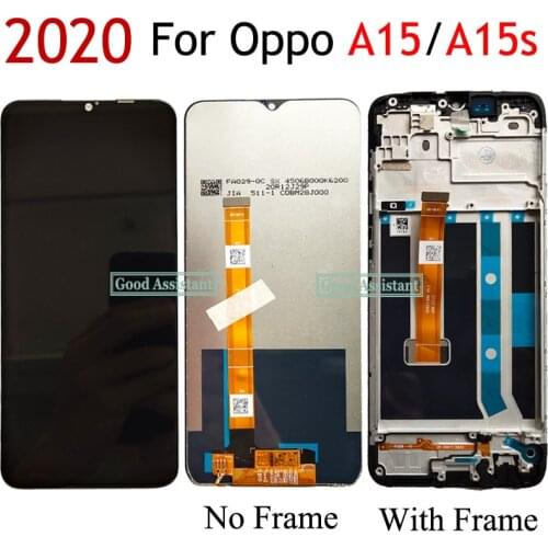 Black 6.5 inch For Oppo A15 CPH2185 / Oppo A15s CPH2179 LCD Display Touch Screen Digitizer Assembly Replacement / With Frame
