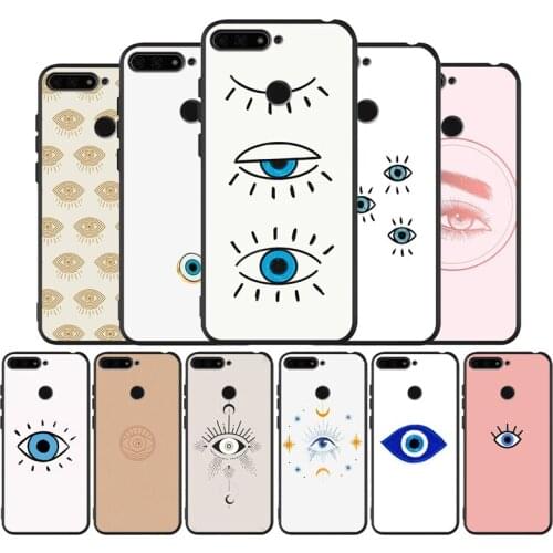 Evil Eye Illustrations black Silicone Phone Case For Huawei honor 30 8 8X 9 10 10 Lite 20 Mate 10 20 30 Lite Pro cover