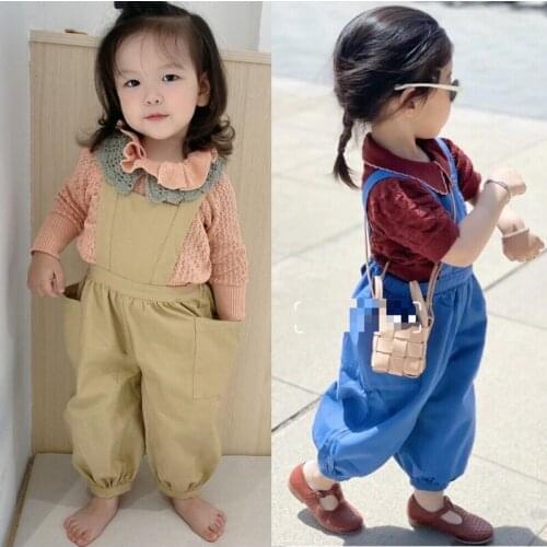 Sp Brand Baby Girls Overall 2021 AW Autumn Winter European Toddler Girls Pant and Sweaters Set Kids Knit Top Outfit Clothes