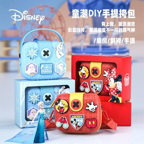 Disney New DIY Mickey Mouse EVA Childrens Messenger Shoulder Bag Frozen Kindergarten Portable Coin Purse 7-12Yrs Girls Bags