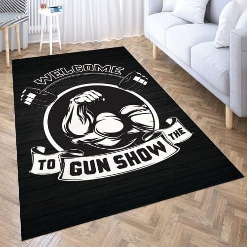 Welcome To The Gun Show Carpet for Living Room 3D Anime Cartoon Rug Gamer Teen Room Bedside Lounge Rug Kids Children Floor Mats