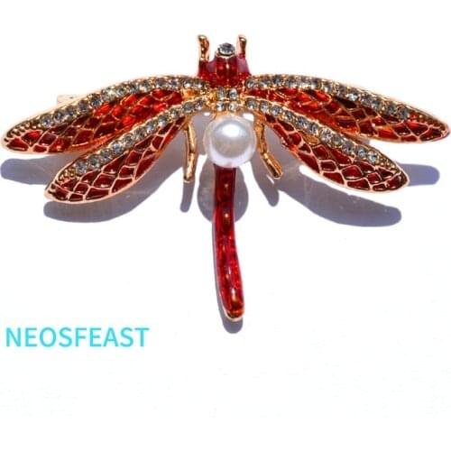 Elegant Rhinestone Dragonfly Brooches for Women Enameled Pin Multi Color Ladies party Gifts Garments Accessories Fashion Jewelry