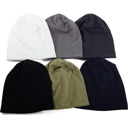 Geebro Geometry Thread Design Woman Men Casual Beanie Hat Cotton Caps Adults Unisex Beanies Outdoor Soft Solid Color
