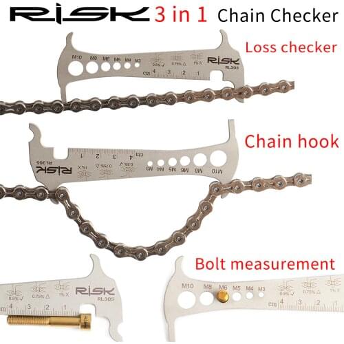 3 in 1 Bicycle Bike Chain Checker Wear Indicator Tool Chain Hook Bolt Measurement
