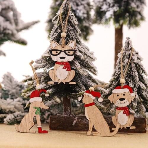 Creative Christmas Tree Christmas Decorations Pendants New Wooden Puppy Ornaments Hot Sale Home Wall Hangings