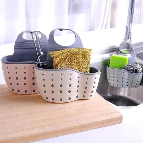 Kitchen Rack Sponge Drain Rack Suction Cup Sink Washing Cloth Storage Box Water Tap Thickening Storage Drainage Hanging Basket