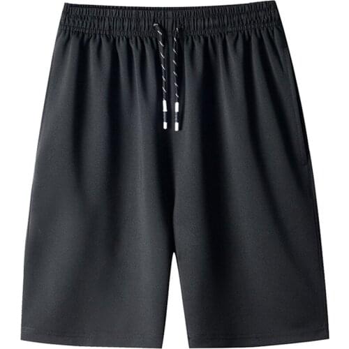 Mens Summer Casual Thin Fast-drying Beach Trousers Casual Sports Short Pants Drawstring Elastic Waist Breeches Beach Shorts