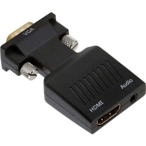Male VGA to Female HDMI Video Converter Adapter Up to Full HD 1080P with 3.5mm L / R Audio Input for PC TV Projector