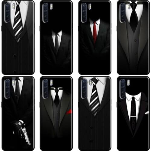 Man Suit Shirt Tie Soft For OPPO F5 F7 A52 A72 A1K A5S A15 A83 A91 A31 A53 A9 A5 2020 Reno 4 Pro 2Z Cover