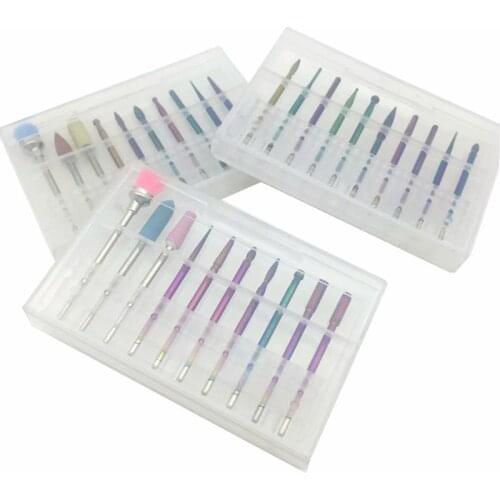 10pcs Nail Art Grinding Drill Bits Electric Manicure Diamond Bullet Bit For Polishing/Grinding/Remove Dead Skin