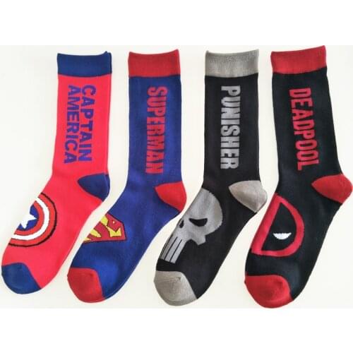 Marvel Socks Cartoon Avengers Mens Tube Socks Ladies Sports Socks Personality Fashion Trend Accessories Party Gifts