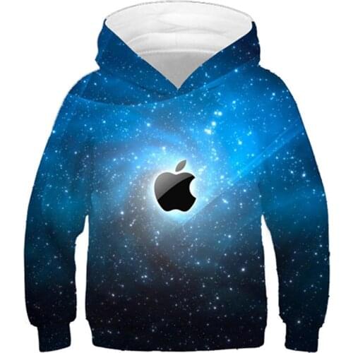 New 2020 Children Hoodies Boy/Girl Blue Galaxy Space Fruit Apple Colorful Paint Brand 3D Sweatshirts Kids Fashion Pullover Tops