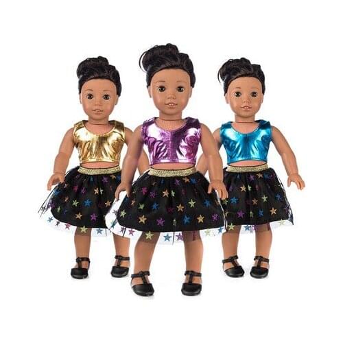 2021 New Pattern Fashion Pastoral Open Back Skirt + Hat Fit 18 Inch American&43cm Baby New Born Doll Clothes Accessories