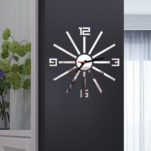 New 3D Wall Clock Mirror Wall Stickers Creative DIY Wall Clocks Removable Art Decal Sticker Home Decor Living Room Quartz Needle