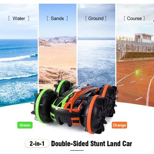 New Gift! 2.4G 2-in-1 Double Sided Amphibious 360 Degree Rotation RC Vehicle RC Car Remote Control Car RC Stunt Car Models