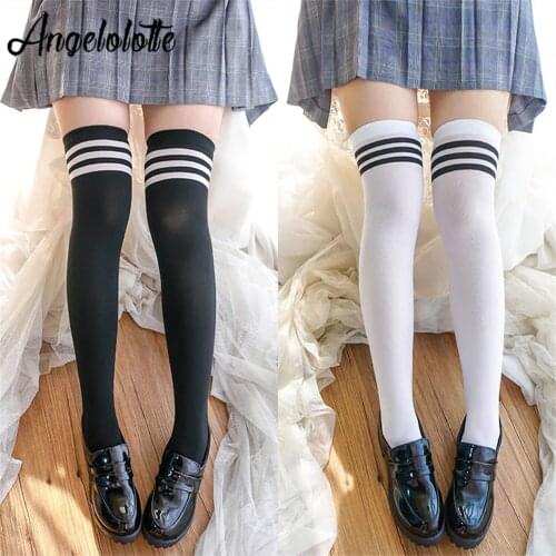 Girl School Student Cotton Long Socks Over Knee Stocking Thigh High Elastic Sexy Lolita Adorable Anime Stocking Kawaii Cosplay