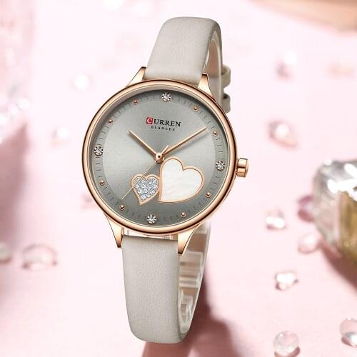 CURREN Womens Watches Top Brand Luxury Quartz Leather Wristwatch with Rhinestone Elegant Clock For Woman Dress Clock for Female