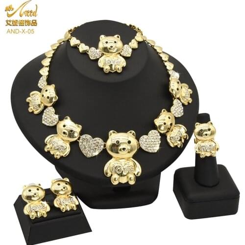 Big Bear Xoxo Necklace Nigeria Jewelry Sets For Women Wedding Bracelets Ethiopian 24k Gold Dubai Bridal Jewellery Moroccan New