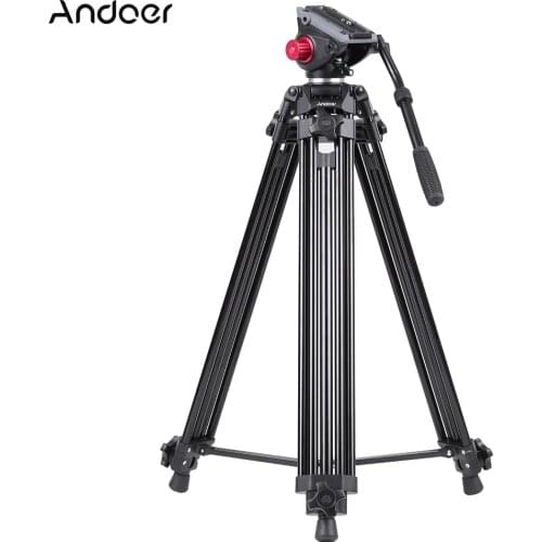 Andoer Professional Tripod Aluminum Alloy Camera Tripod with Fluid Hydraulic Head Video Tripod for Camera DSLR Canon Nikon Sony