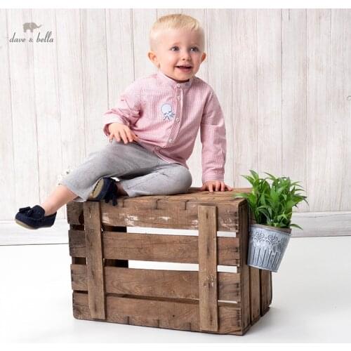 DB16707 dave bella spring fashion baby boys cartoon striped shirts infant toddler tops children high quality clothes