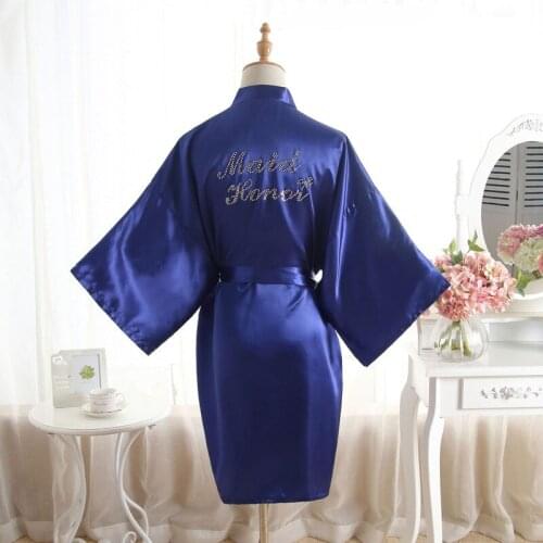 Wedding Robe Rhinestone Maid of Honor Robes Underwear Women Nightgown Lingerie Robe Sleepwear Bridesmaid Gift Lounge Night Dress