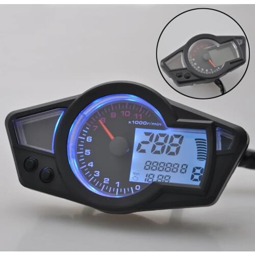 Universal Motorcycle Odometer LCD Gauge Digital Speedometer Tachometer Gauge RPM 15000 for 8-22 inch wheel Racing