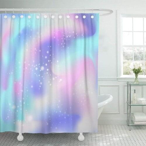 Pink Girlie Unicorn Color Gradient Universe Blue Rainbow Cosmos Shower Curtain Waterproof Polyester Fabric 72 x 78 Inches Set