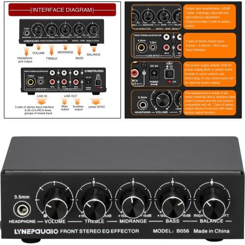 3-Channel High/Mid/Bass Microphone Audio Mixer Stereo Multi-Channel Mixer for Sub-Mixing Low-Noise Black