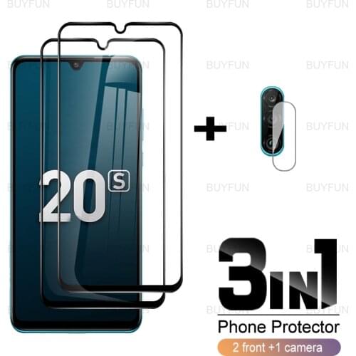 3in1 Black Edge Glass For Honor 20s 6.26inch Safety Glass For huawei honor20s pro lite honer xonor 20i 20e camera lens film