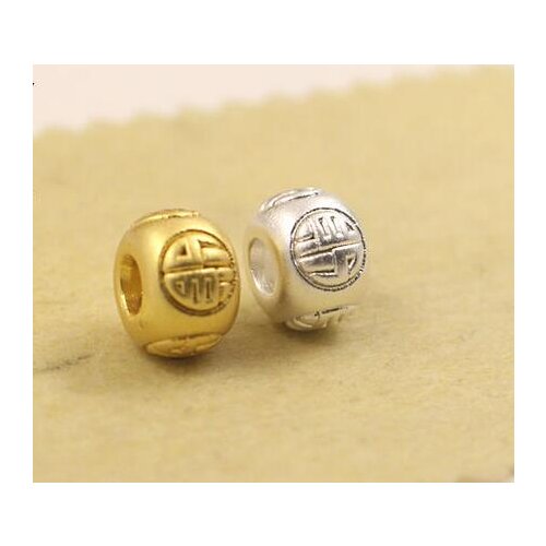 3D 100% 999 Silver Beads Pure Silver Lucky Symbol Beads Good Luck Wealth Beads DIY Bracelet Beads