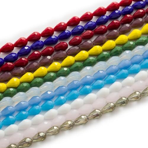 50 Pcs Teardrop Faceted Quartz Crystal Glass Spacer Beads Fit Necklace Bracelet Making For Women Jewelry Making 12x8mm