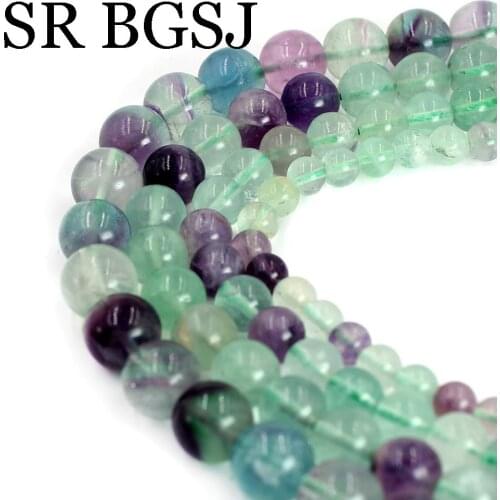 6 8 10 12mm Round Natural Fluorite Gems Stone Wholesale Spacer Beads Strand 15"