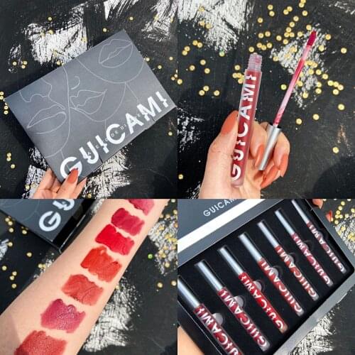7PCS/SET makeup matte lip gloss by GUICAMI long lasting Orange purple red pumpkin waterproof cherry liquid lipstick AC199
