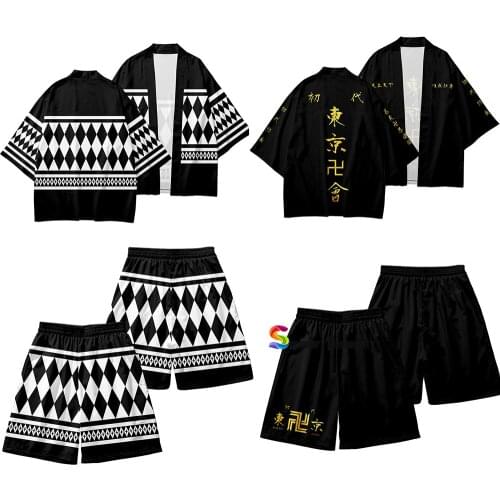 Anime Tokyo Revengers Cosplay Cloak Hanagaki Takemichi Ken Ryuguji Haori Kimono Coat Jacket Tee Men Short-sleeve Halloween Paty