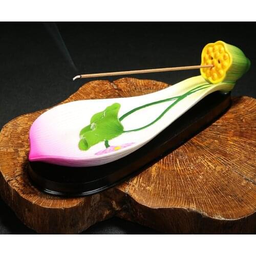 Aromatherapy incense burner furnace aroma of Lotus leaf tea ornaments Wo Fragrant incense, ceramic incense stick incense