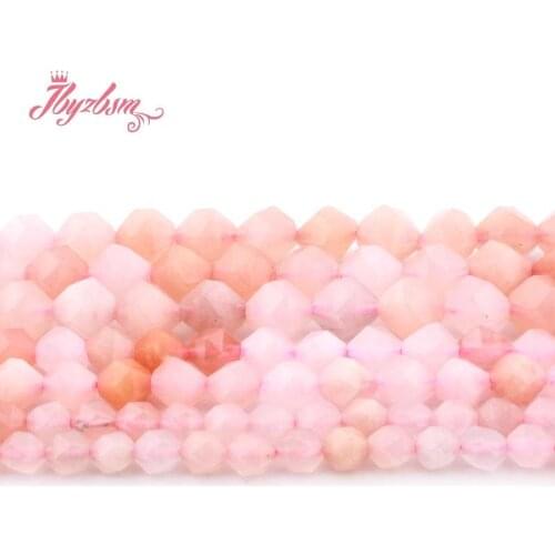 6 8 10mm Faceted Pink Aventurine Beads Natural Stone Beads For DIY Gift Bracelets Jewelry Making Loose Strand 15" Free Shipping