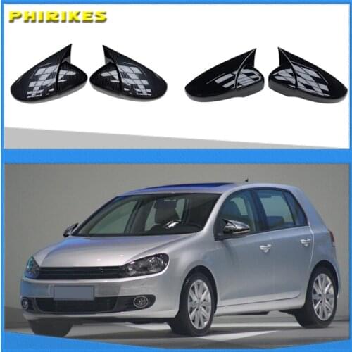 For Volkswagen GOLF 6 VI MK6 GTI R Line R20 Touran Carbon Fiber Pattern Mirror Case Black Side Wing Rearview Mirror Cover