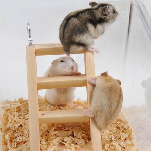 15*7*2cm Wooden Hamster Rabbit Hanging Ladder with Hook Rat Mouse Climbing Playing Toys Small Animal Cage Health Accessories