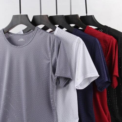3pcs/lot Tshirt Men Viscose Fiber Short Sleeve Mens Summer Thin Mesh Quick-Drying T-shirt Plus Size Loose Clothes Streetwear