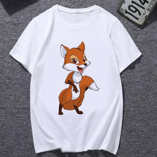 Cute Fox Cartoon Printed Ladies T-shirt O-Neck Harajuku Graphic T-shirt Short Sleeve Summer TShirt Top Fun Tee T-shirt