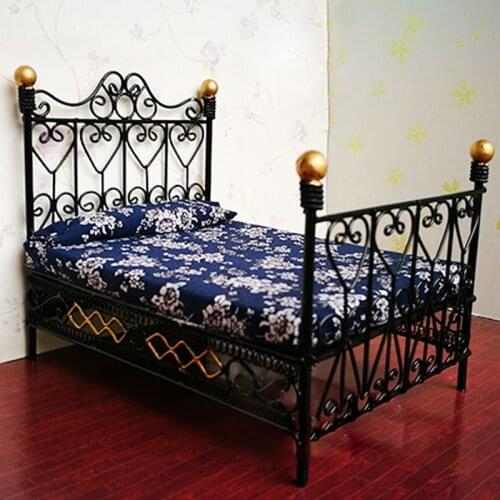 G07-X357 children baby gift Toy 1:12 Dollhouse mini Furniture Miniature rement Iron bed 1pcs