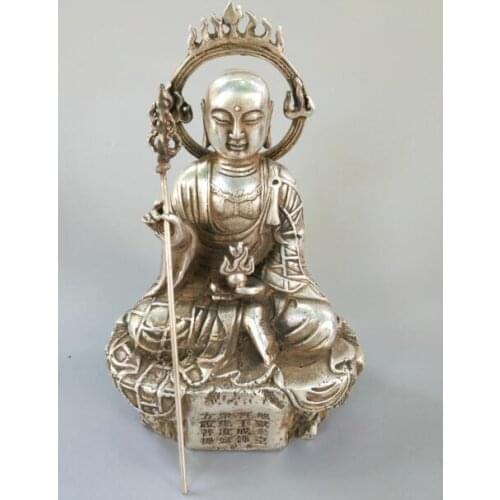 Exquisite Chinese White Copper Tang Sanzang Buddha crafts statue