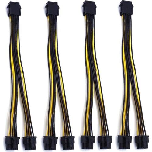 PCIe 8 Pin to 2 x 8 Pin (6+2) PCI Express Adapter Power Cable PCIE Y - Splitter Extension Cable 8 Inches