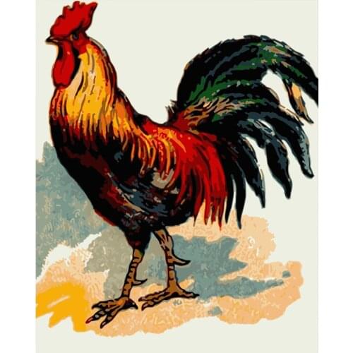 DIY Painting By Numbers Cute cock cartoon illustration Drawing On Canvas HandPainted Painting Art Gift DIY Home Decoration