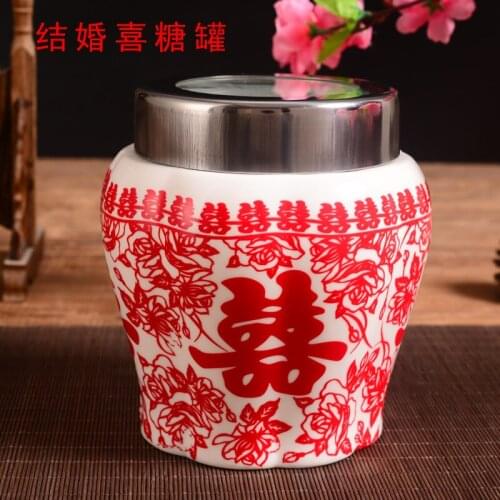 Happy character ceramic candy can happy candy can wedding wedding storage can tea can sealed can wedding dowry