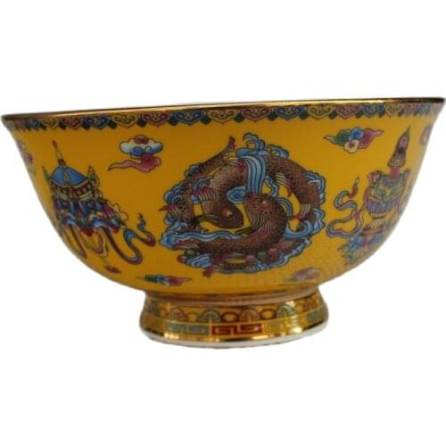 Chinese old porcelain Pastel glaze Fish grain Map Chinese meal bowl