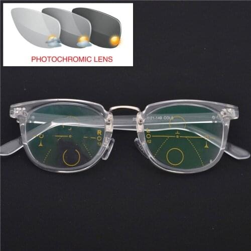 Retro classic Square Photochromic progressive reading glasses fashion men and women color multi-focus graduation glasses FML